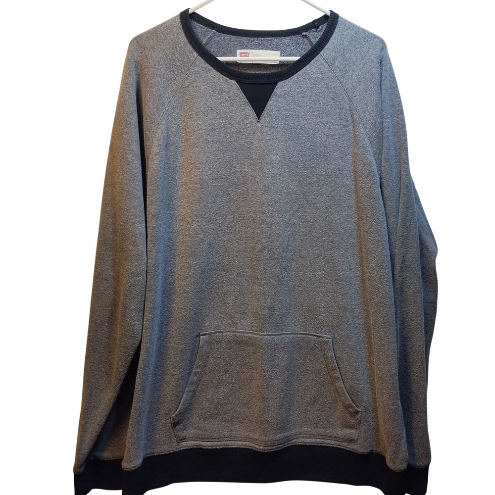Levi Strauss Co Womens XXL Gray Standard Fit Crewneck Sweatshirt Kangaroo Pocket